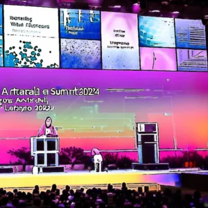 Artistic representation for Global AI Summit 2024 continued to transform data and AI landscape on final day.