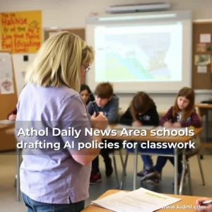 Artistic representation for Athol Daily News Area schools drafting AI policies for classwork